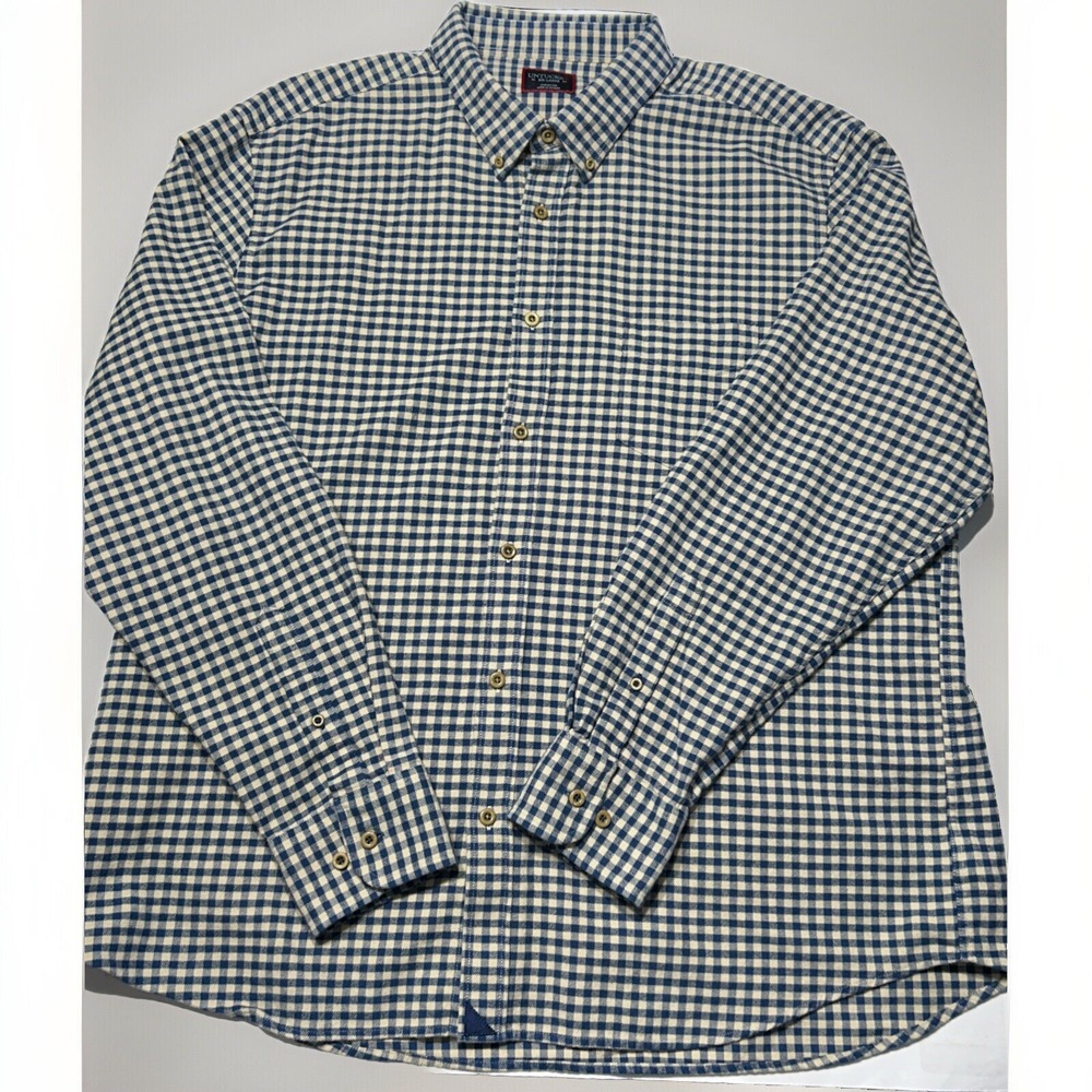 Untuckit Large Blue Beige Check L/S Button Up "Cerasuolo"Flannel Shirt Sz 2XL EC - Picture 4 of 8
